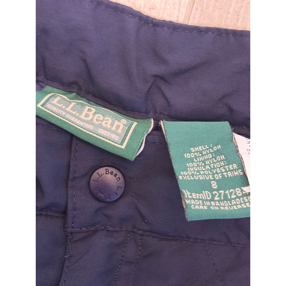 LL Bean Kids Navy Blue Thinsulate Insulated Snow Pants Size 8 Item 271284